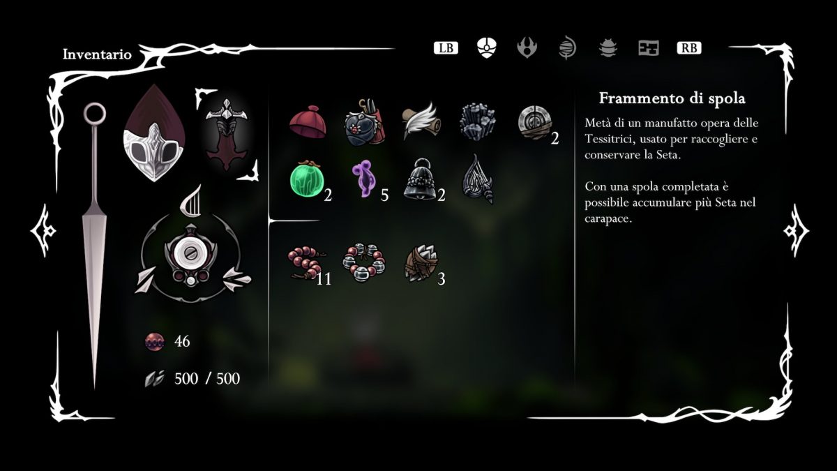 frammento di spola spiegazione nel menu