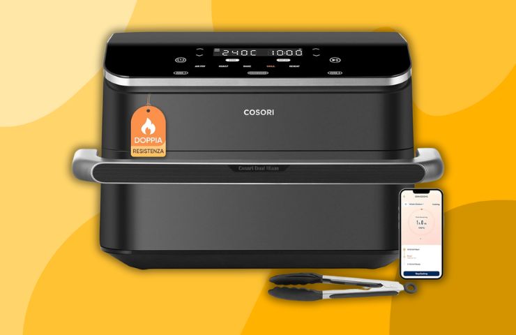 friggitrice ad aria cosori su sfondo giallo