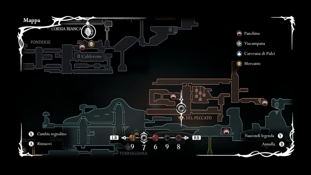 via del peccato dove utilzizare chiave gabbia npc mappa silksong