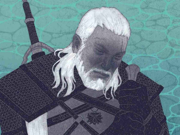 fumetto geralt di rivia con faccia affranta