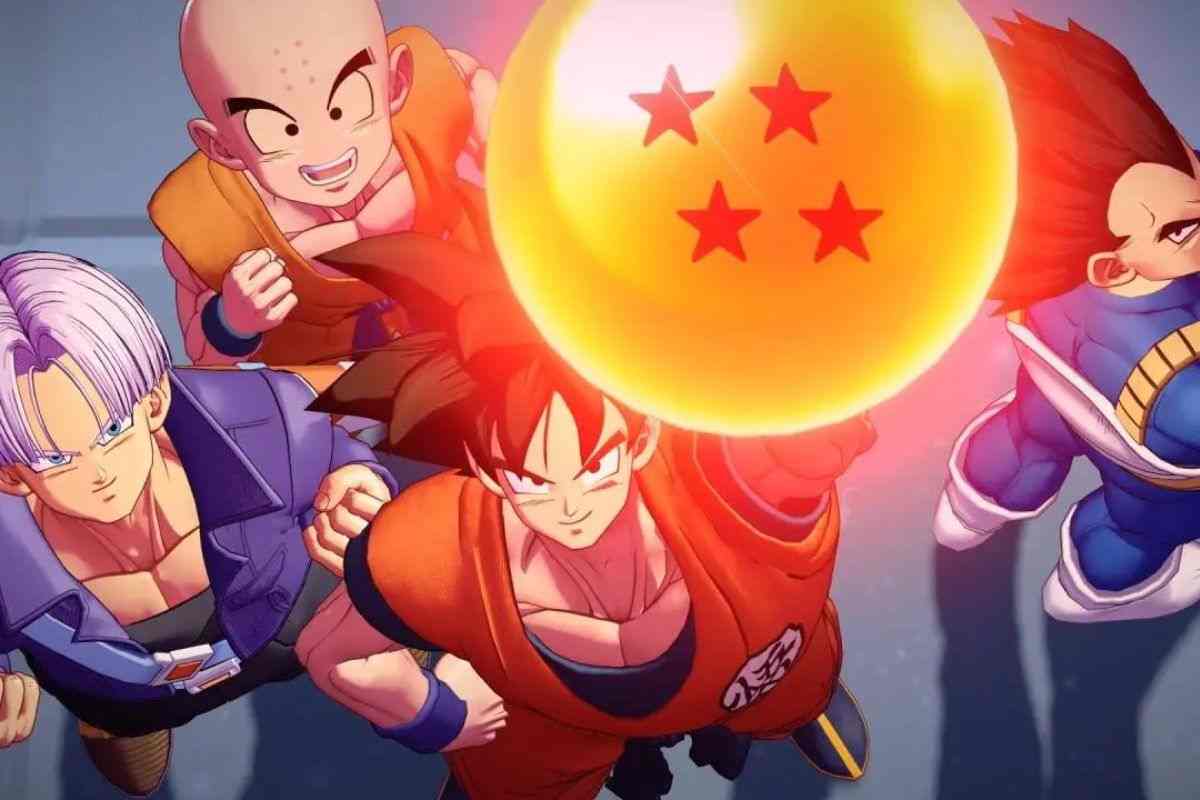 sfera del drago a quattro stelle, goku, crilin, trunks, vegeta