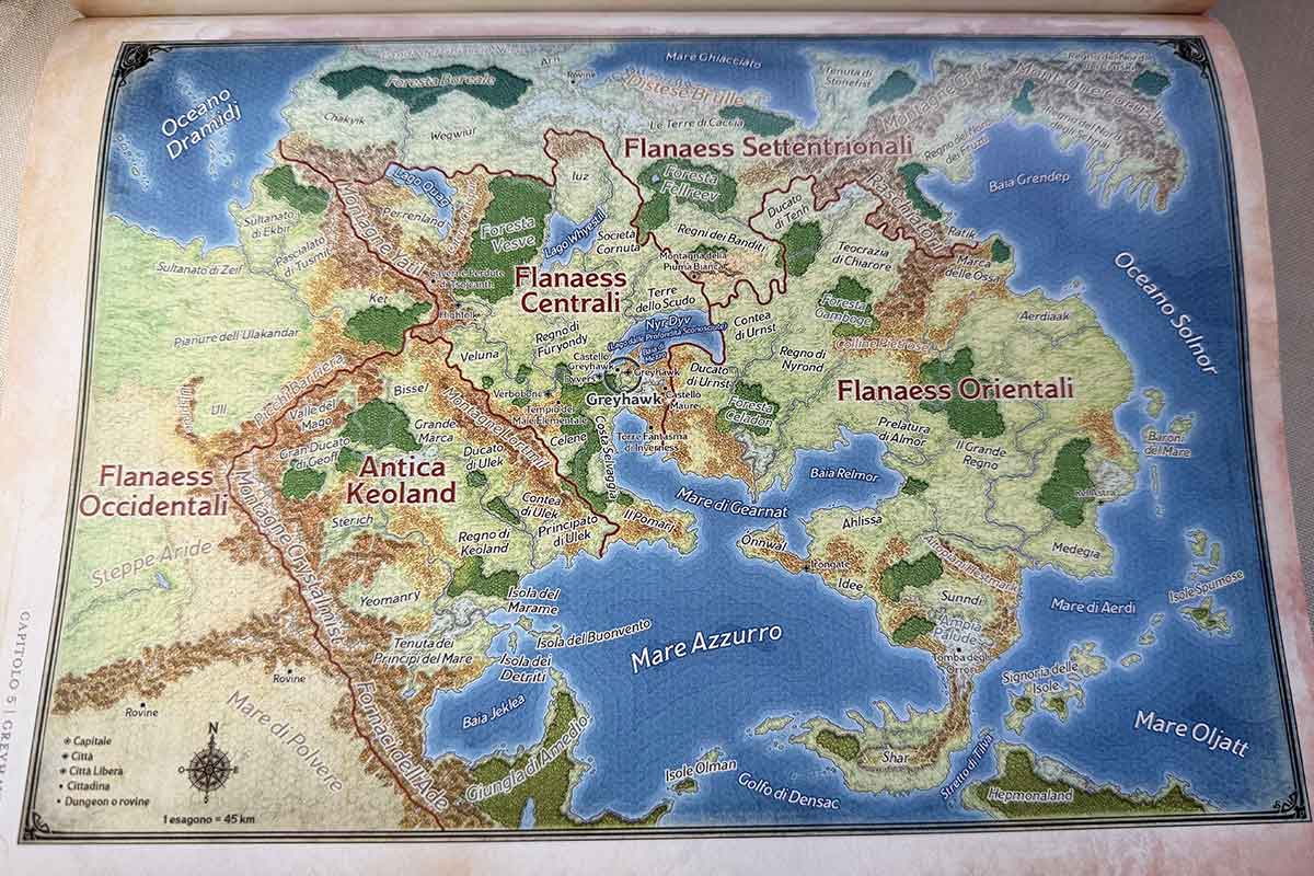Una mappa raffigurante la regione di Greyhawk