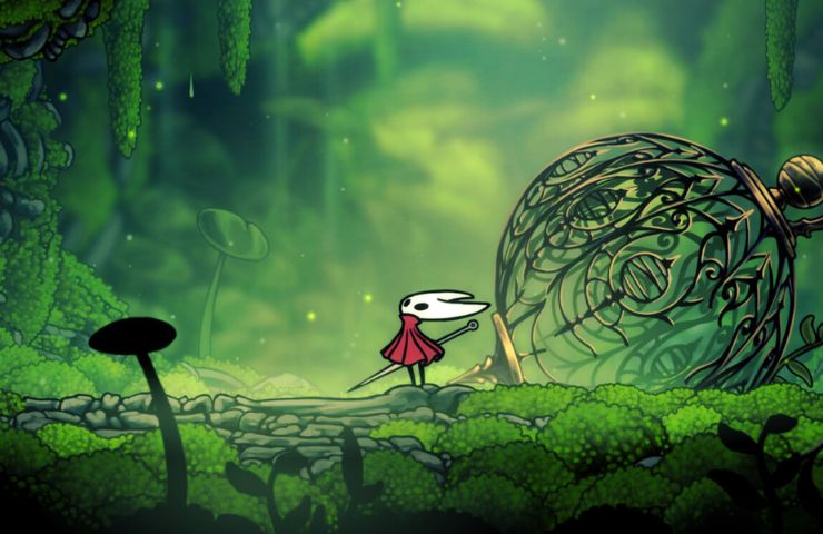 screenshot di hollow knight silksong con hornet che guarda in alto