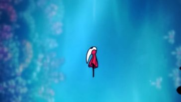 screenshot di hollow knight silksong con hornet che vola in cielo