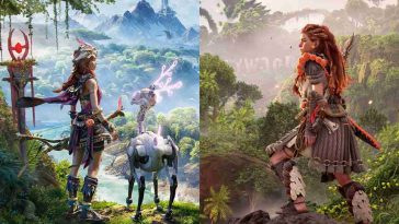 due immagini affiancate di Horizion Forbidden West e Light of Motiram