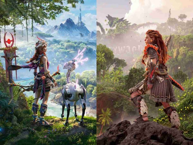 due immagini affiancate di Horizion Forbidden West e Light of Motiram