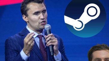 charlie kirk con microfono, logo steam, tyler robinson