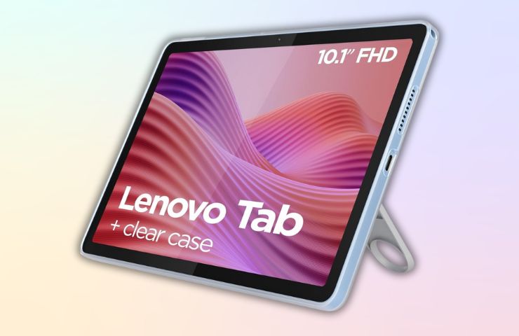 lenovo tab su sfondo color pastello