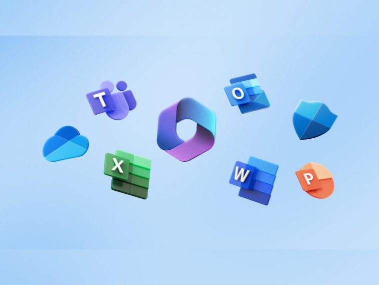microsoft app con logo copilot a l centro e app che ruotano intorno