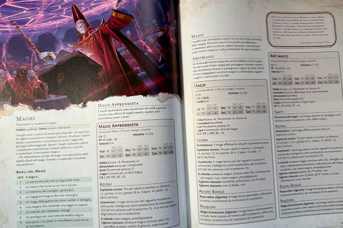 Le schede di molteplici varianti di una creatura mago