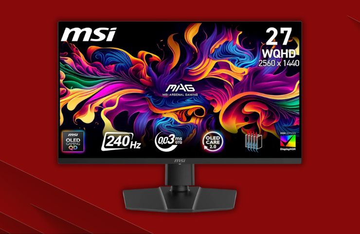 monitor MSI su sfondo rosso