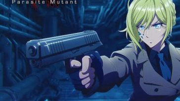 disegno anime, ragazza con cappotto capelli biondi e pistola