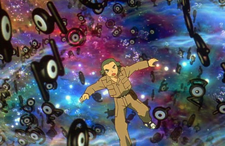 scena del film pokemon 3 l'incantesimo degli unown con padre di molly risucchiato dagli unown