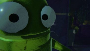 mostro verde con occhi grandi