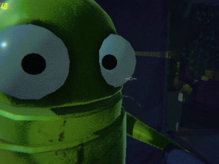 mostro verde con occhi grandi
