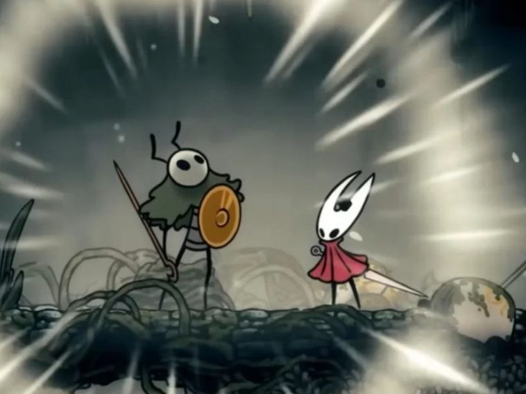 screenshot di hollow knight silksong con hornet contro seth