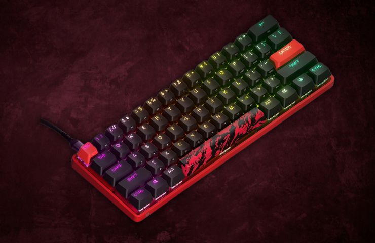 tastiera steelseries apex 9 mini su sfondo rosso