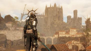 screenshot di Tainted Grail con personaggio che guarda l'orizzonte