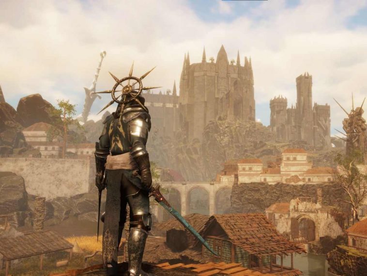 screenshot di Tainted Grail con personaggio che guarda l'orizzonte