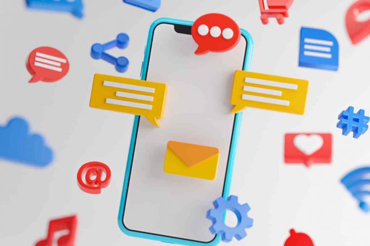 render 3 d di telefono e icone