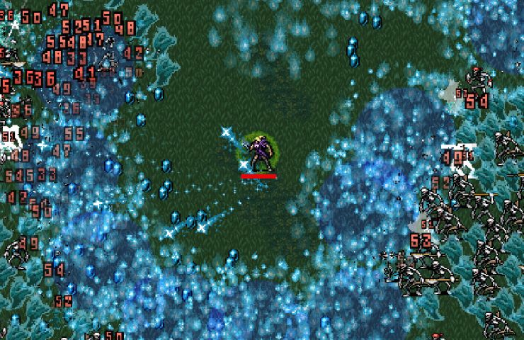 screenshot di una partita di vampire survivors