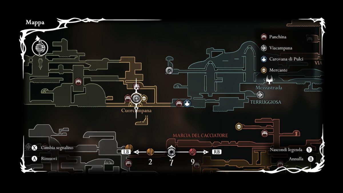 mappa segnalino vendor cuorcampana silksong