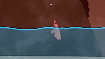 screenshot di Wirm con verme nell'acqua