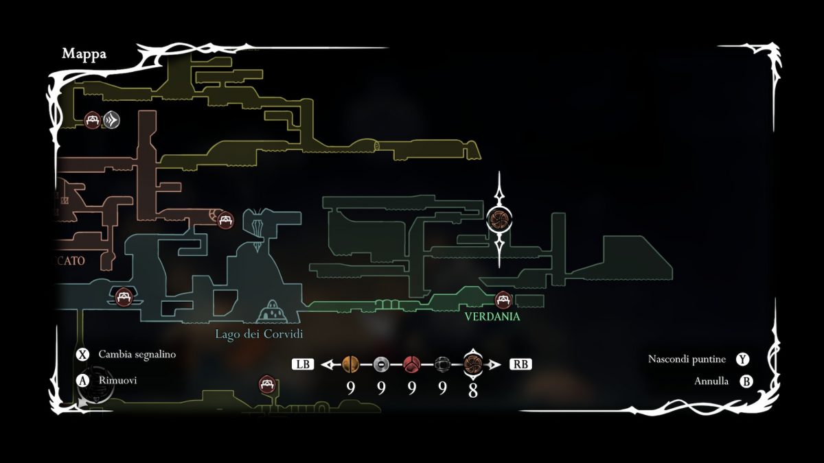 posizione cuore congiunto hollow knight silksong mappa