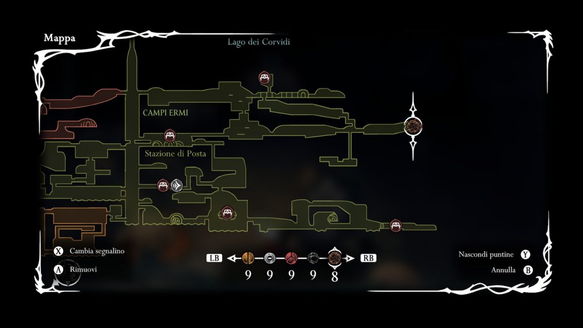 cimelio del maestro della corsa posizione in mappa Silksong