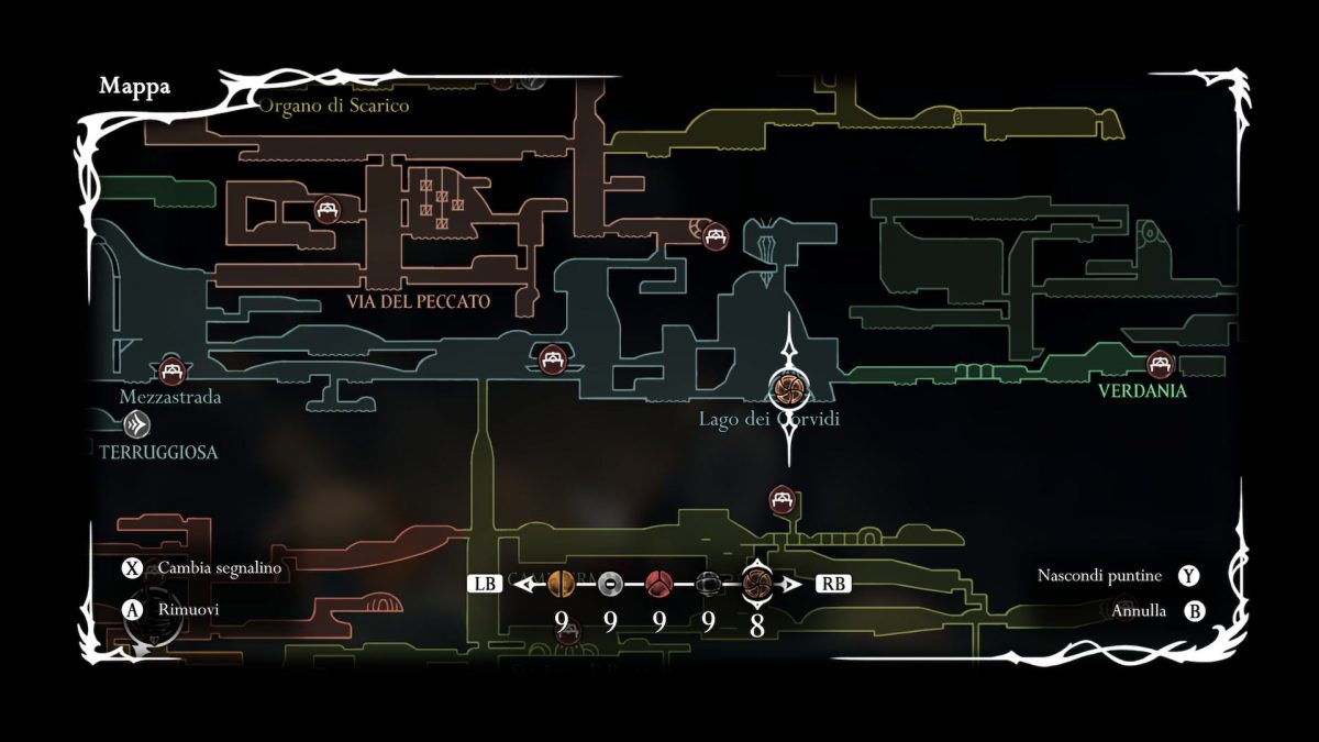 posizione cimelio dei corvidi lungitela silksong