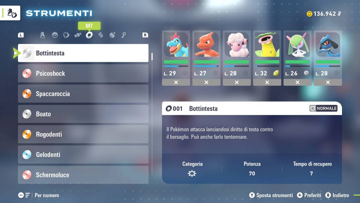 screenshot di leggende z-a con la lista delle MT