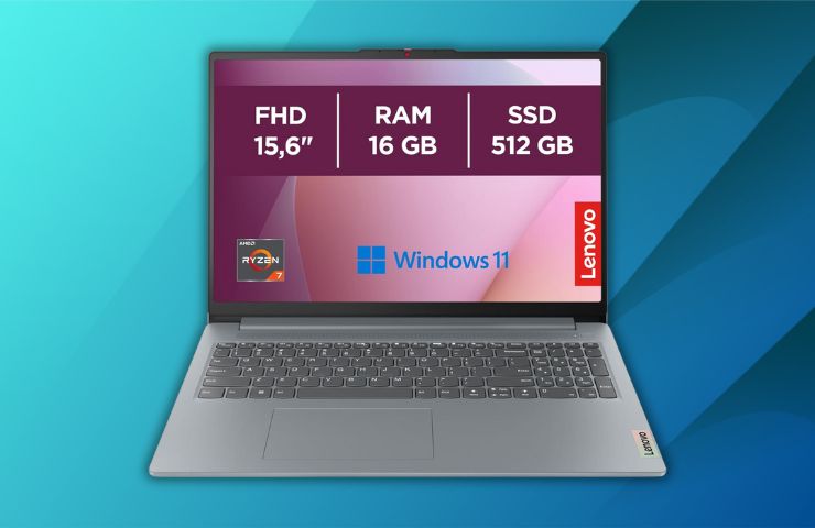 lenovo ideapad slim 3 su sfondo azzurro