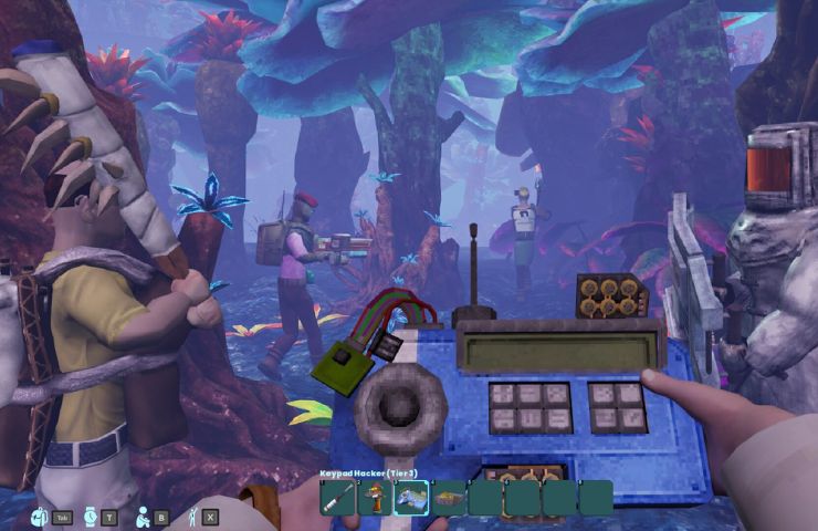 screenshot di abiotic factor con personaggi in un bosco