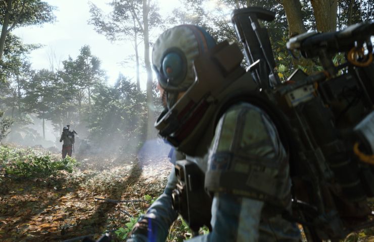 screenshot di ARC Raiders con due giocatori all'interno di un bosco