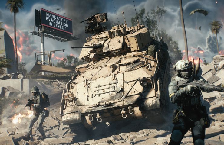 screenshot di battlefield redsec con carroarmato sulle macerie