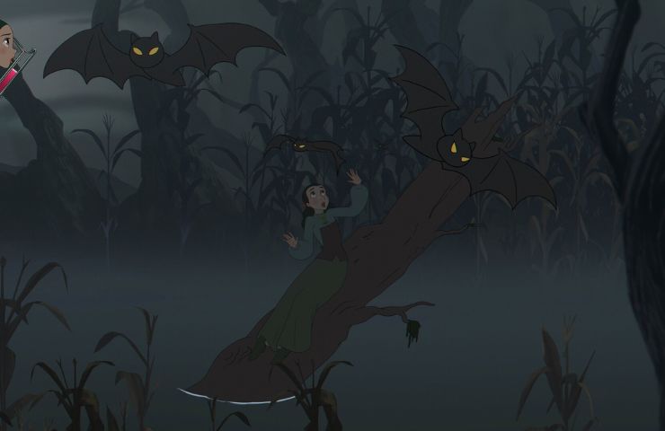 screenshot di bye sweet carole con protagonista su un tronco in mezzo al fiume