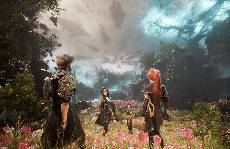 clair obscur expedition 33 screenshot con personaggi all'interno della prima mappa di gioco