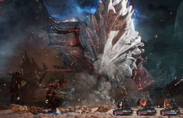 screenshot di clair obscur expedition 33 con una battaglia contro un nevron di ghiaccio