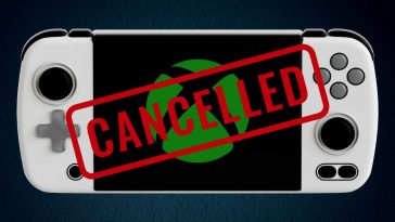 console portatile bianca con logo xbox su sfondo blu con scritta cancelled