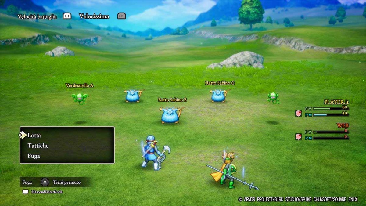 Combattimento di Dragon Quest II nella collection Dragon Quest I & II HD-2D Remake