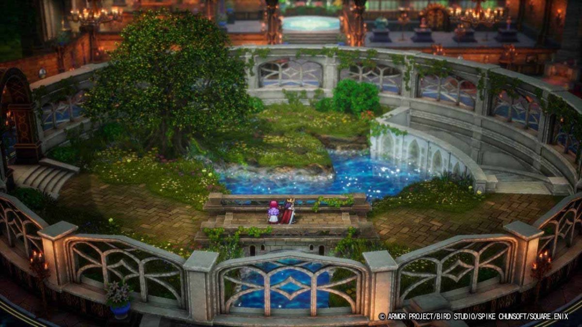 Un re e una principessa in Dragon Quest II, durante un filmato, nei remake HD-2D