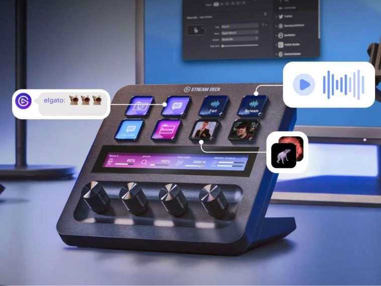 Elgato Stream Deck + su scrivania con PC
