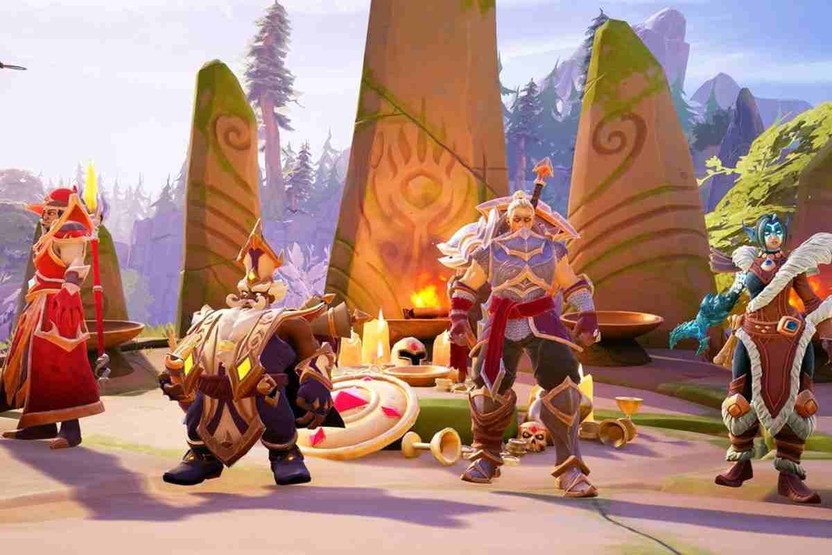 nano e guerriero in armatura davanti a grandi pietre