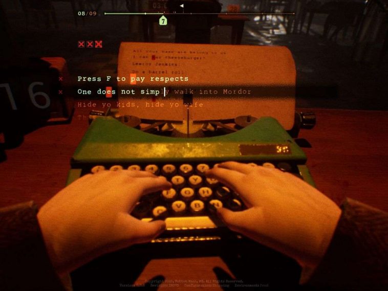 screenshot di final sentence con persona che scrive sulla macchina da scrivere