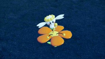 leggende pokemon z-a screenshot di flabebe arancione