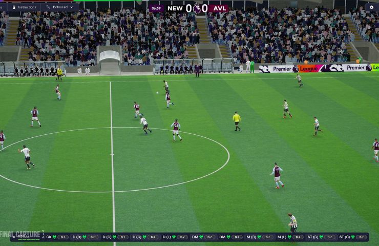 screenshot di football manager 26 durante una partita di premier league