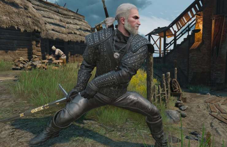 geralt in the witcher 3 con l'armatura della serie tv