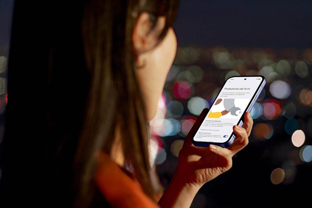 ragazza di spalle parla dentro Google Pixel 9a