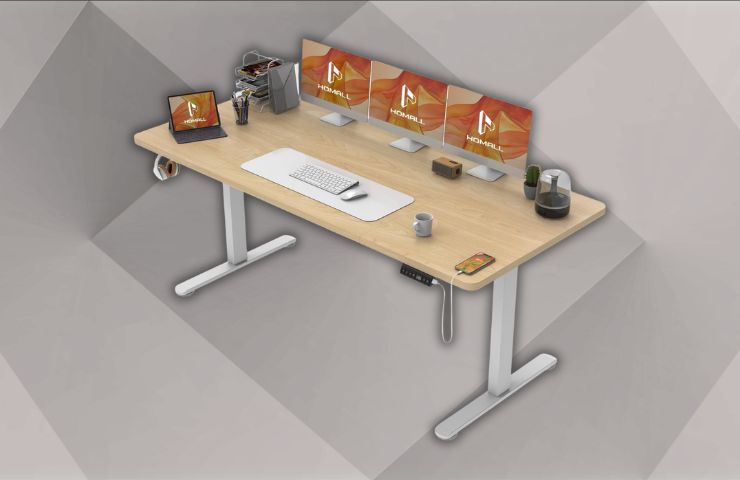 scrivania regolabile homall su sfondo grigio a quadri