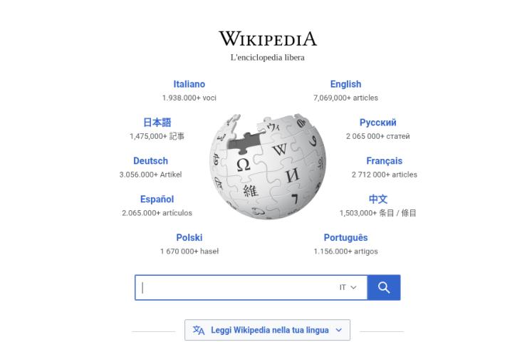 homepage di wikipedia